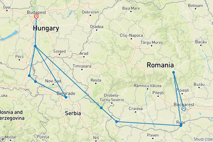 Carte du circuit Transylvanie et enchantement de l'Europe de l'Est