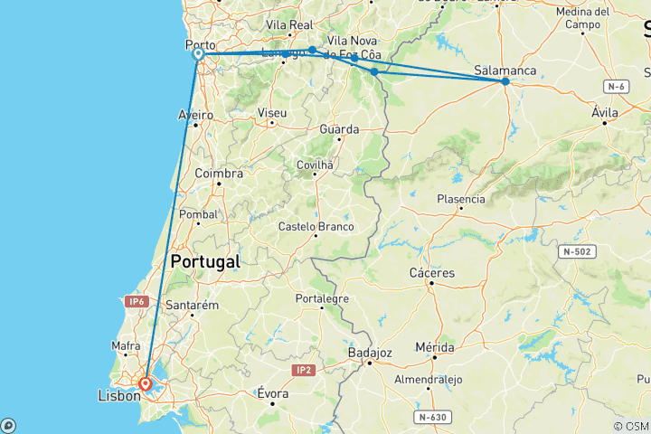 Map of Secrets of the Douro & Lisbon