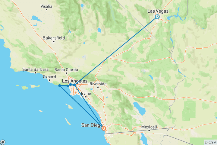 Map of USA Road Trip: Cruisin' from the Strip to the Shore (9 destinations)