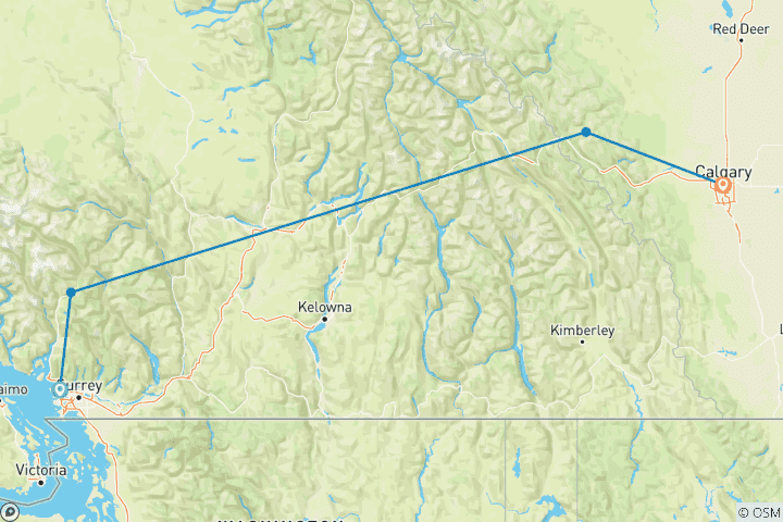 Map of Ski Canada (9 Days, Intra Tour Air Tax The Powder Rush)