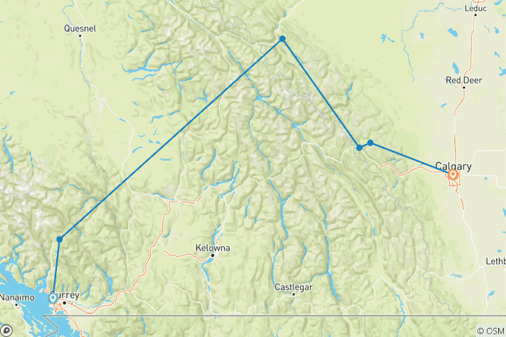Map of The Twelve Days of Christmas  Vancouver → Calgary (2025)