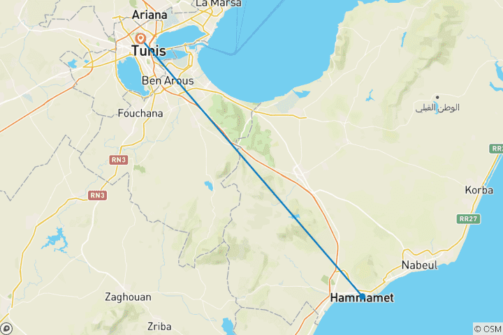 Carte du circuit 2 semaines - Séjour tout compris à la plage en Tunisie