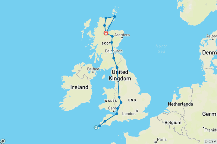 Map of 2025 Expedition: Bike Across Britain: Land's End to John O'Groats