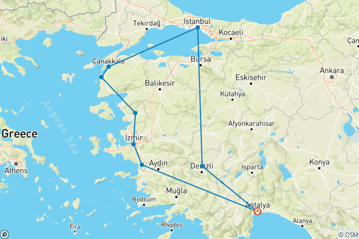 Map of TUI Tours | Turkish Cities & Culture, Small Group Tour