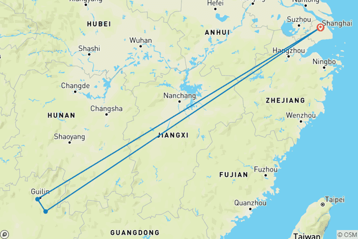 Mapa de 7 Días China Shanghái Moderna y Guilin Maravillosa ( guía y conductor privados）