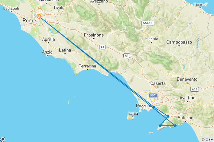 Map of Italy Beautiful Coast - 5 Days