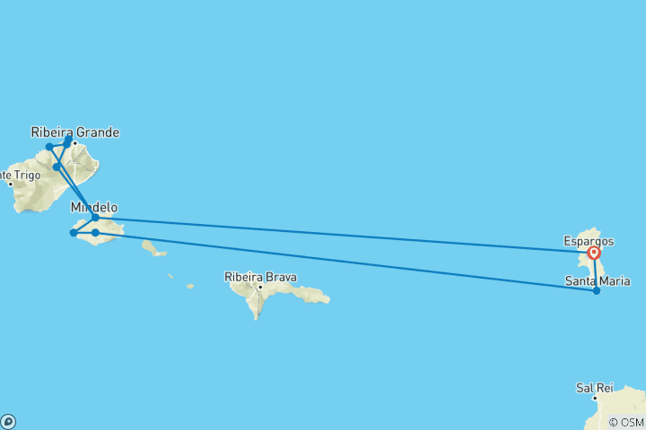 Carte du circuit Expédition ultime au Cap-Vert : Découvrez Sal, São Vicente et Santo Antão en 14 jours