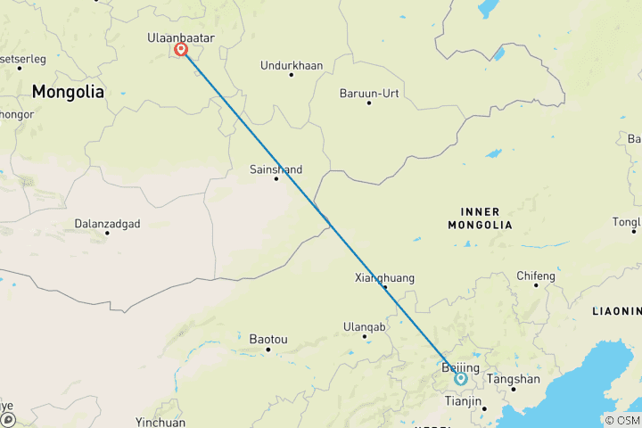 Map of Trans-Mongolian Railway Adventure