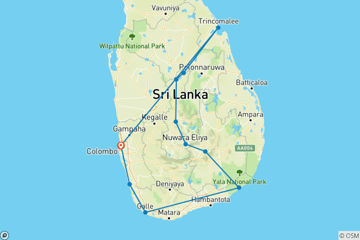 Carte du circuit Spécial été -Sri Lanaka_Elegance