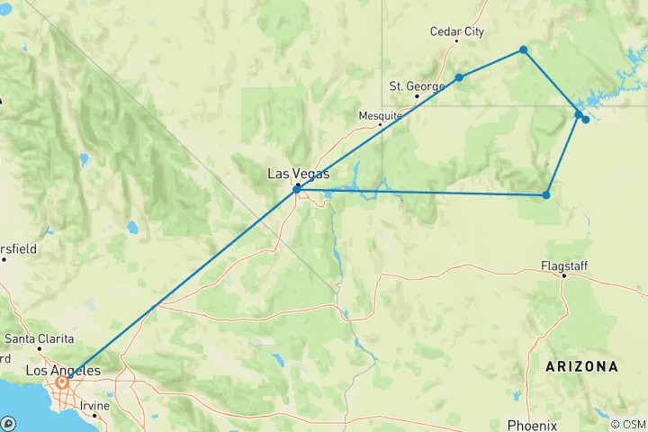 Map of Western Deserts 4D/3N (From Los Angeles)