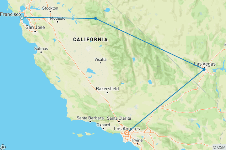 Map of Wild West 4D/3N (from San Francisco)