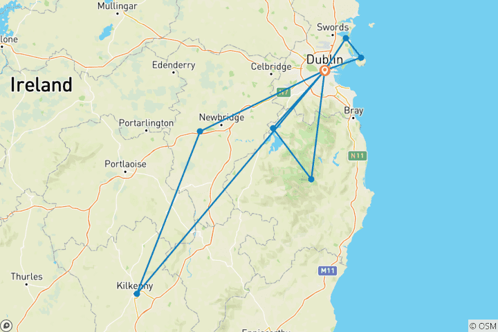 Karte von Dublin Rundreise mit Tagesausflügen 6 Tage