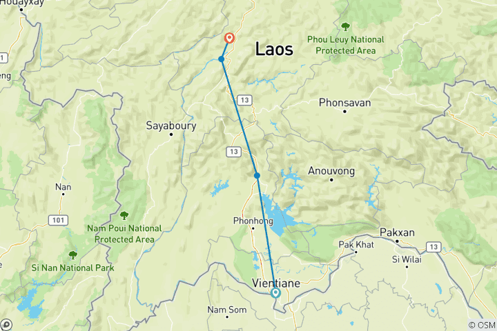 Karte von Höhepunkte von Laos 6 Tage