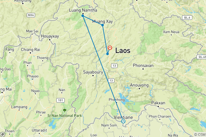 Map of Amazing Laos 8 days