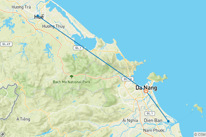 Carte du circuit Centrale du Vietnam en 6 jours : Danang - Hoi An - Hue