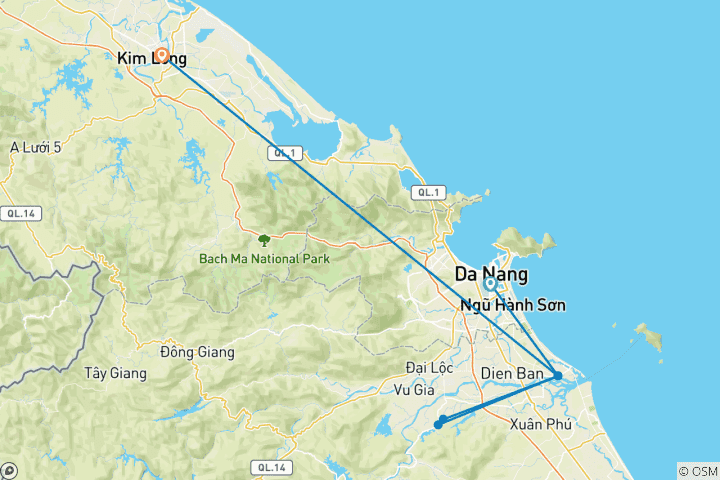 Carte du circuit Découverte du centre du Vietnam en 8 jours