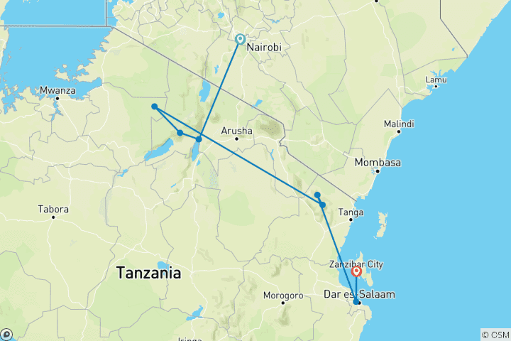 Map of Road to Zanzibar (8 destinations)