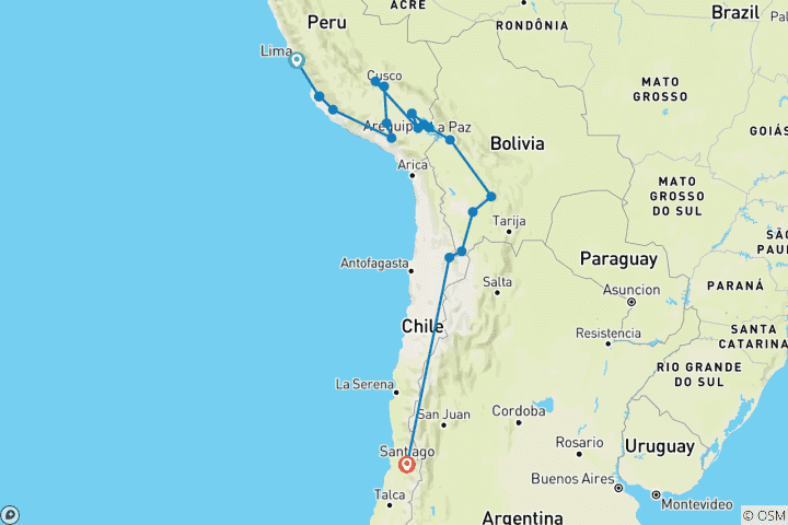 Map of Die legendären Pfade der Inka durch Peru, Bolivien und Chile