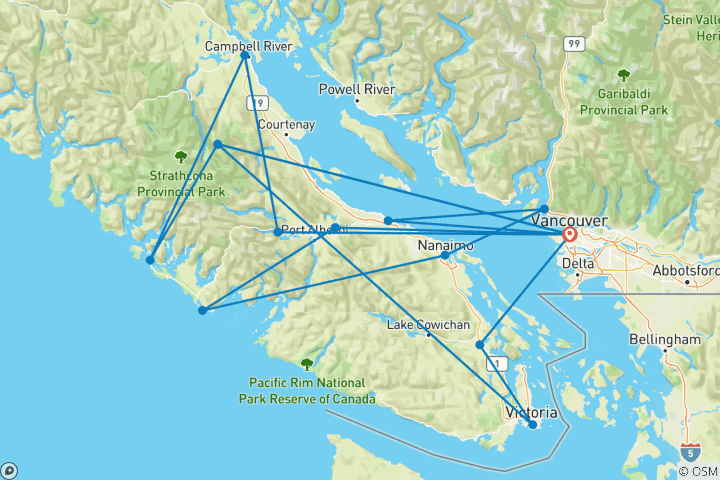 Carte du circuit Île de Vancouver