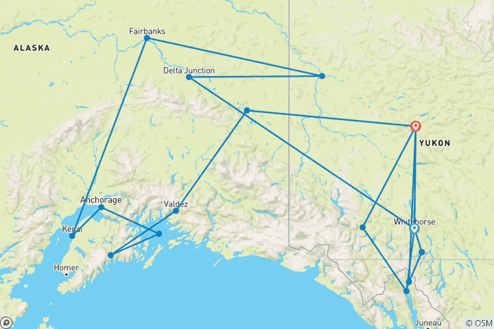 Karte von Best of Yukon & Alaska (ab/bis Whitehorse)