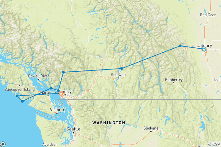 Map of Powerful Rockies & Charming Coast