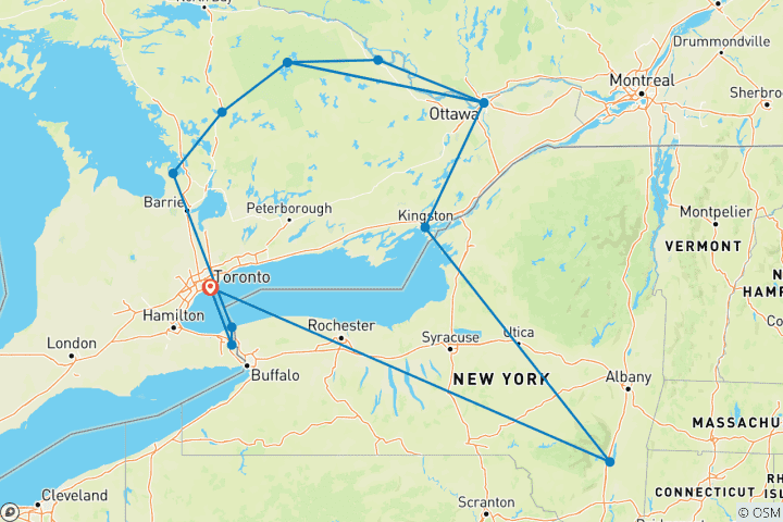 Carte du circuit Eastern Canada (18 nuits)