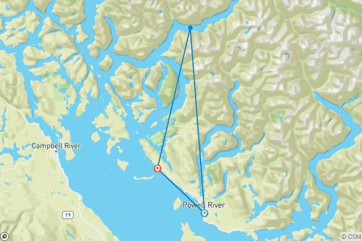 Carte du circuit Klahoose Wilderness Resort