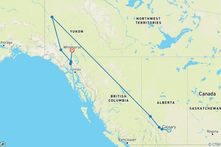 Map of Adventure Rockies, Yukon & Alaska