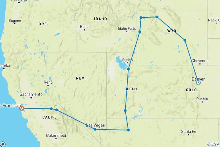 Karte von Durch die Rockies zum Pazifik