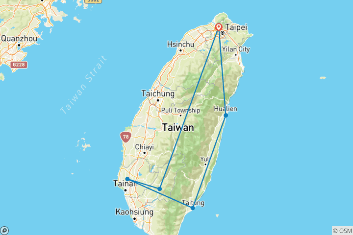 Map of Highlights of Taiwan