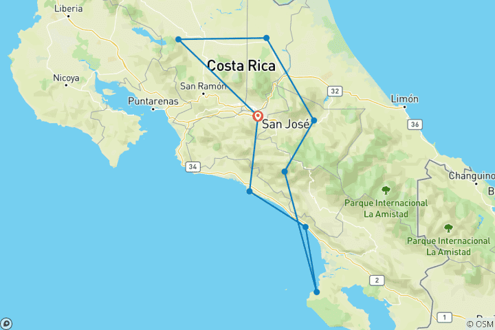 Karte von Pura Vida - Costa Rica hautnah (Privatreise)