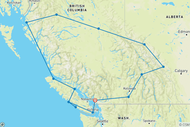 Karte von Klassisches Westkanada (18 Nachte)