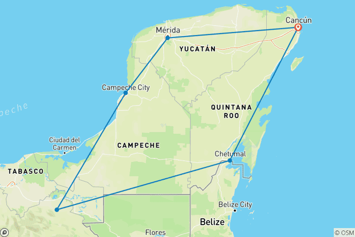 Karte von Yucatan Rundreise