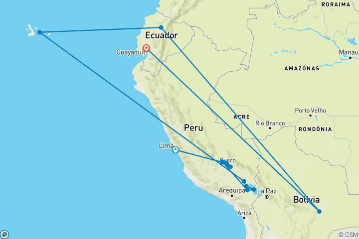 Map of Inca centers, colonial splendor & unique natural spectacles