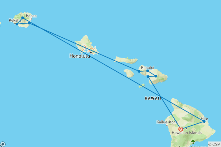 Karte von Trauminseln Hawaii aktiv erleben