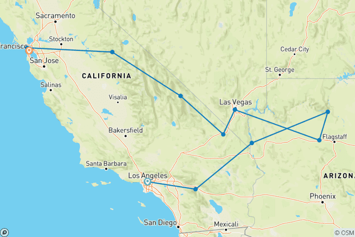 Karte von Western Express (ab Los Angeles/bis San Francisco)