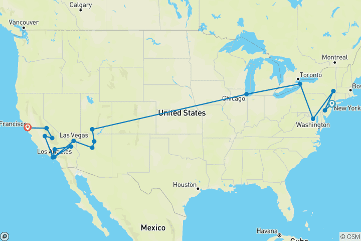 Map of USA von Kuste zu Kuste (New York - San Francisco)