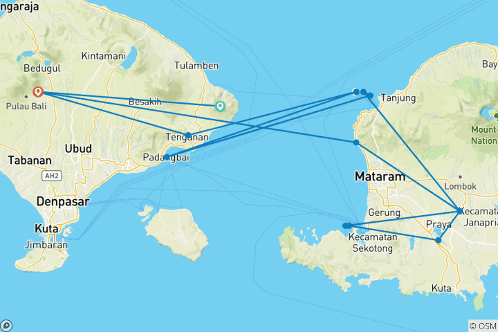 Karte von Inselhupfen Bali, Gilis & Lombok