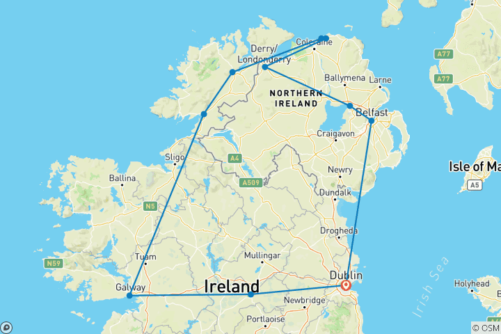 Map of Original Northern Ireland (11 destinations)