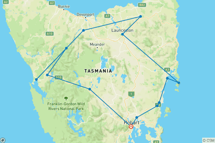 Karte von Tasmanien fur Geniesser