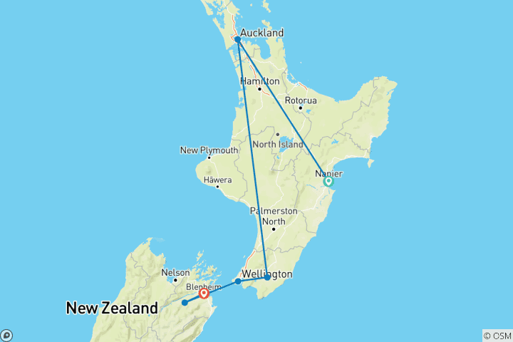 Karte von New Zealand Wine Trail