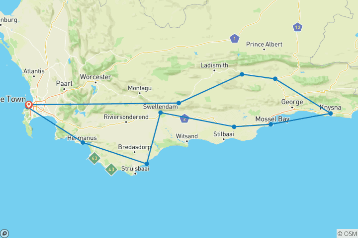 Map of Multifaceted garden route - private tour