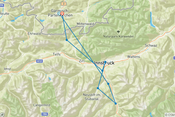 Karte von Alpenuberquerung von Garmisch nach Sterzing individuell