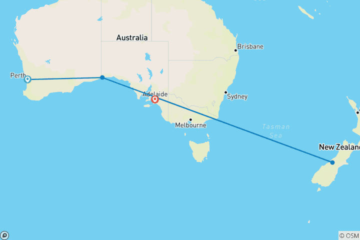 Map of Indian Pacific - Perth - Adelaide