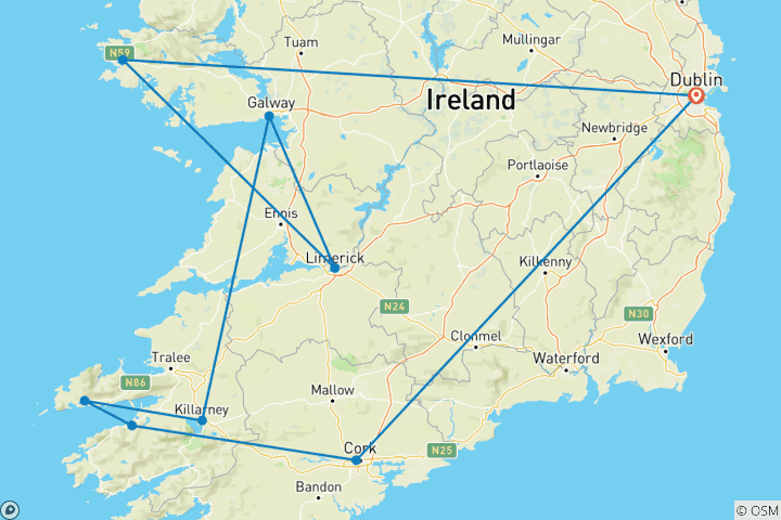 Kaart van Culinair Ierland