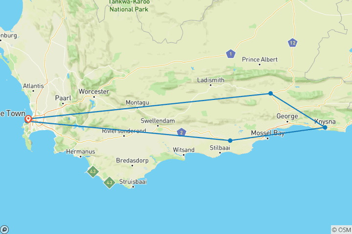 Map of Multifaceted garden route (group tour)