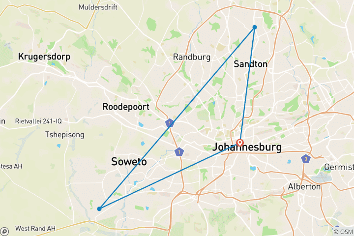 Map of Johannesburg Stopover Package