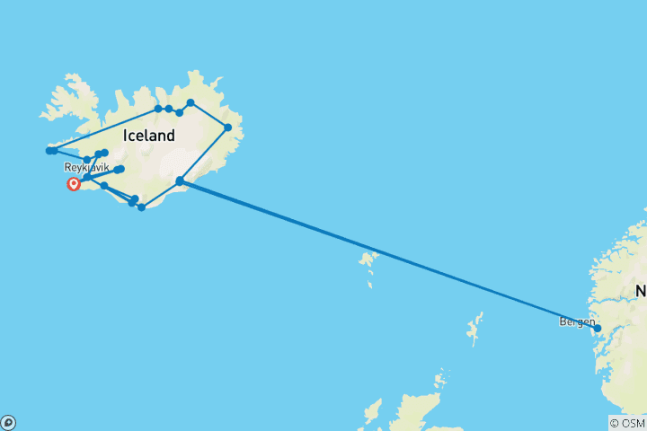 Karte von Rund um Island - Ringstrasse und Snaefellsnes (Winter)