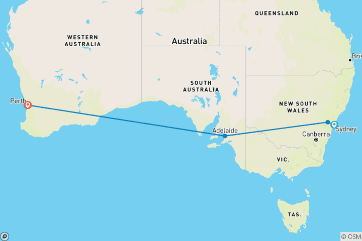 Map of Indian Pacific (East - West)