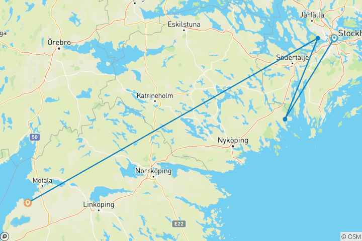 Map of Classic cruise between Stockholm & Goteborg